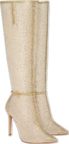 Elegant Glitter Boots With Pointed Toe, Luxury Gold Boots For Party, Luxury Gold Party Boots, Luxury Pointed Toe Party Boots, Luxury Pointed Toe Boots For Party, Luxury Gold Boots For Night Out, Elegant Gold Embellished Boots, Formal Gold Embellished Boots, Elegant Gold Boots For Party