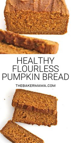 healthy pumpkin bread with text overlay