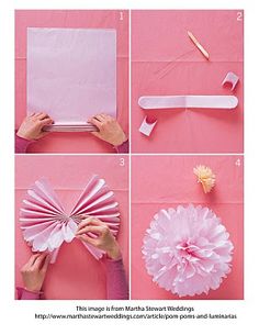 the diyduos are being used to make tissue paper pom poms