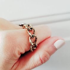 Chunky Chain Ring is in style with the chain trend! 'Life is like a chain, every link counts'. Stacks well with other rings and stands out worn alone too. This versatile chain ring transforms any outfit to cool. -Bronzed 14 k Gold plated -Lead and nickel free -Hypoallergenic -Free gift packaging with each order FREE SHIPPING! Metal Chain Open Ring, Trendy Metal Chain Rings, Metal Open Chain Ring, Trendy Chain Rings In Metal, Trendy Everyday Adjustable Chain Ring, Metal Chain Ring With Link Shape, Gold Chain Link Ring Made Of Metal, Metal Chain Ring With Gold Link Chain, Gold Metal Chain Link Ring