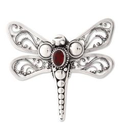 Ever so graceful this charming dragonfly brooch from Wayan Asmana exemplifies Balinese charm. Filigree wings are studded with traditional silver granules and the dragonfly comes alive with a heart of faceted garnet that totals 1 carat. .925 Sterling silver Bullet Casing Jewelry, Dragonfly Brooch, Silver Cocktail, Bali Silver, Jewelry Workshop, Printed Jewelry, Jewelry Techniques, Silver Accessories, Silver Brooch