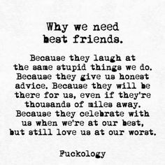 a poem written in black and white with the words, why we need best friends