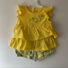 Just One You By Carters 2pc Set. Yellow Top With Embroidered Lemons And Blue Lemon Print Shorts. Size 18m Summer Cotton Sets In Yellow, Summer Cotton Yellow Sets, Yellow Cotton Sets For Summer, Summer Yellow Cotton Sets, Playful Yellow Short Sleeve Sets, Cute Yellow Short Sleeve Clothing Sets, Cute Yellow Sets With Short Sleeves, Cute Yellow Set With Short Sleeves, Cute Yellow Short Sleeve Sets