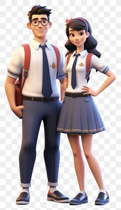 two people standing next to each other wearing school uniforms, hd png clipart