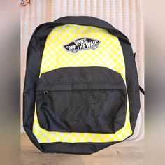 Vans Backpack Black/Yellow Never Used - Adjustable Straps Yellow Vans Backpack, Vans Backpack, Vans Bags, Vans Yellow, Vans Off The Wall, Womens Vans, Black Backpack, Yellow Black, Black N Yellow