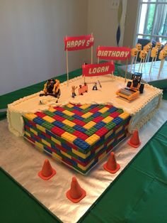 a birthday cake made to look like a construction site