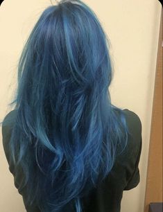 Electric Blue Hair Ombre, Blue Purple And Teal Hair, Blue Dimensional Hair, Cerulean Blue Hair, Ultramarine Blue Hair, Mid Length Blue Hair, Light Blue And Dark Blue Hair, Blue Multicolor Hair, Light And Dark Blue Hair