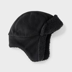 Keep your little one cozy all winter with this Boys' Fleece Trapper Hat from Cat & Jack™ in Black. Crafted from soft fleece fabric, it features a pull-on closure for easy wear and a fully lined interior for extra comfort. The midweight fabric provides just the right amount of warmth for chilly days, making it perfect for outdoor adventures. Designed to offer a snug fit to keep the cold out while staying comfy all day long. Cat & Jack™: Designed for all children so you can trust it's made for you Trapper Hat Men, Fur Trapper Hat, Long Cat, Trapper Hat, Trapper Hats, Boys Fleece, Recycled Polyester Fabric, Kids Clothes Boys, Scarf Hat