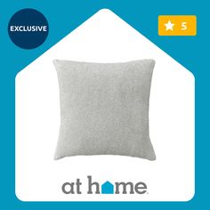 an image of a pillow with the words at home on it in front of a blue background