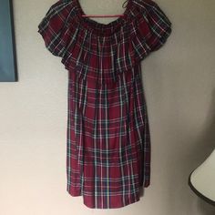 Nwot. Adorable Plaid Mini Dress With A Ruffle In The Front. It Also Has Pockets! Only Worn To Try On. Plaid Summer Holiday Dress, Casual Mini Dress For Holiday, Casual Plaid Holiday Dress, Red Casual Holiday Dress, Casual Knee-length Holiday Dresses, Casual Red Mini Dress For Holiday, Casual Red Mini Dress For Daywear, Plaid Mini Dress, Plaid Dress