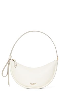 kate spade new york smile small leather shoulder bag available at #Nordstrom Y2k Handbag, Purse Outfit, Purse Essentials, Cream Bags, White Purses, Girly Accessories