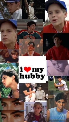 i love my hubby collage with images of young men and women in baseball uniforms