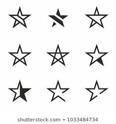 black and white star icons set