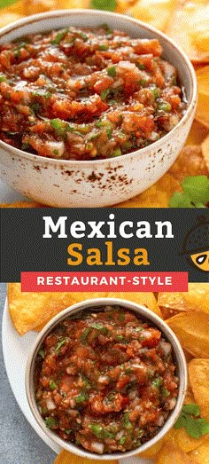 mexican salsa with tortilla chips on the side