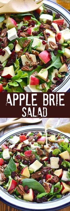 an apple brie salad with pecans and apples