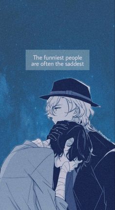 two people hugging each other with the caption that reads, the funnies people are often