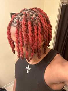 #locstyles #dyedlocs #dreadlocks Dreadlock Colors, Burgundy Locs, Locs Color, Dyed Locs, Cute Dreads, Tapered Hair, Hair Idea, Mens Braids, Mens Braids Hairstyles