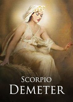 the book cover for scorpio demeter, with an image of a woman in white