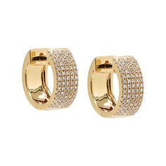 14K Gold Diamond Pave Five Row Huggie Earring 14K - Adina's Jewels Huggie Earring, Huggie Earrings, 50th Gifts, Stunning Earrings, Round Brilliant Cut Diamond, Huggies Earrings, Brilliant Cut Diamond, Pave Diamonds, Quality Jewelry