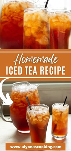 homemade iced tea recipe with orange juice and ice