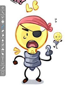 a cartoon character has an angry look on his face and is holding a light bulb