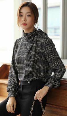 Ribbon Blouse, Tops Dress, K Fashion, Fashionista Clothes, Korean Girl Fashion, Cute Blouses, Stylish Dresses For Girls, Work Wear Women