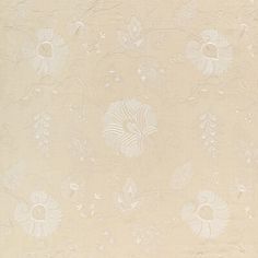 an old wallpaper with white flowers and leaves on beige background, from the early 20th century