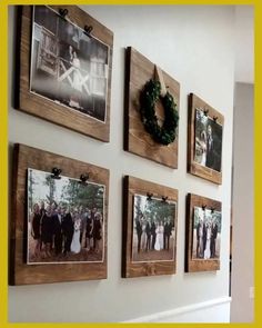 the family photos are hung on the wall