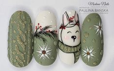 Nail Noel, Nail Polish Art Designs, Nail Art Noel, Xmas Nail Art, 2023 Nails, Animal Nail Art, Christmas Gel Nails, Nail Art Disney, Classy Acrylic Nails