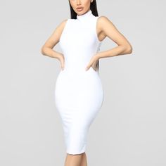 Very Cute All White Midi Dress! Size Medium, Never Worn White Midi, Fashion Nova Dress, Fashion Nova Dresses, White Midi Dress, 2024 Collection, All White, White Color, Fashion Nova, Women's Fashion