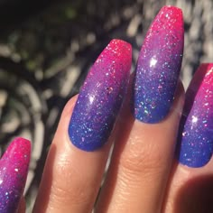 Magenta And Blue Nails, Bi Nails Designs, Bisexual Nail Designs, Subtle Bi Pride Nails, Pride Nails Bisexual, Bisexual Flag Nails, Pan Flag Nails, Bisexual Nails Acrylic, Bi Nail Ideas