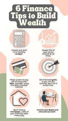 an info poster with the words 6 finance tips to build a well - organized business