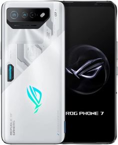 the new asus rog phone 7 smartphone is shown in white and blue colors