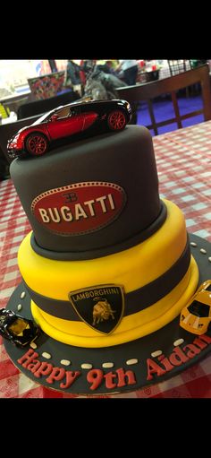 a birthday cake made to look like a racing car