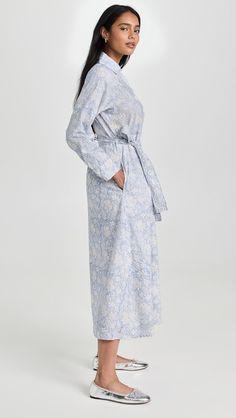 Marea Midi Shirt Dress | Shopbop Cotton Shirt Dress With Belted Cuffs, Long Sleeve Dresses With Belted Cuffs, Cotton Robe With Tie Waist, Printed Shirt Dress For Workwear, Long Sleeve Cotton Robe With Tie Waist, Long Sleeve Printed Loungewear Dress, Spring Daywear Robe With Tie Waist, Spring Daywear Long Sleeve Robe, Fitted Spring Daywear Robe