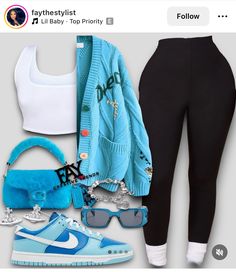 Black Contour, Printed Blouses, Blue Outfits, Cute Nike Outfits, Cute Birthday Outfits