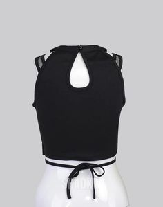 Type: Tank top Design: Techwear Material: Polyester Color: Black Suitable for women Machine washable: 30 °C (86 °F) Size(cm | in) Bust Length S 80 | 31.5 33 | 12.9 M 84 | 33 34 | 13.4 L 88 | 34.6 35 | 13.7 Black tank top goth An Unyielding Embrace of Gothic Aesthetics. Synonymous with a rebellious spirit and a unique aesthetic, Gothic fashion is more than just a trend—it’s an enduring statement of identity. Our Goth Tank Top is meticulously crafted to embody the rich and mysterious allure of Got Sporty Sleeveless Crop Top For Night Out, High Stretch Black Halter Neck Tops, Black Racerback Top For Night Out, Halter Neck Sports Tops For Spring, Spring Sports Halter Neck Top, Sleeveless Athleisure Top For Night Out, Black High-stretch Racerback Top, Black High Stretch Racerback Top, High Stretch Black Racerback Top