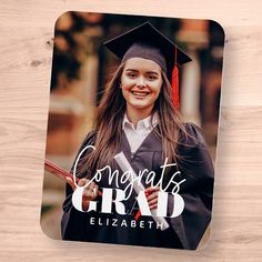 a graduation photo on a coaster with the words congrats grad