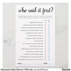 a baby shower game with the words who said it first?