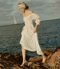 In a soft, lightweight blend of organic cotton and viscose, our beloved Ischia Dress—a Favorite Character that first made its debut in Spring 2021—features double-puffed sleeves and a scoop neckline adorned with petite ruffles and a fixed tie. Puffed Sleeves, Waist Tie, Scoop Neckline, A Line Skirts, Puff Sleeve, Favorite Character, Ruffles, Bodice, Salt