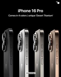 an advertisement for the iphone 6 pro is shown in three different colors and features silver, gold