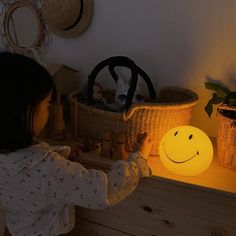 Smiley lamp inspired by the dutch designer's childlike smiley lamp, we not only reproduced its world-selling large smiley floor lamp, but also created a small and cute night light with a smile face, so that it can be better placed on the bed or bedside table to accompany your children. 1.white-φ15cm-colorful light with remote control the white smiley lamp is rechargeable and has a remote control that can change 16 types of light and adjust brighteness. It is a wonderful ambience light that will Cute Night Lights, Large Floor Lamp, Ambience Lighting, Types Of Lighting, Interior Inspo, Smile Face, Warm Light, Bedside Table, Smiley