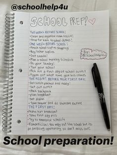 a notepad with the words school prep written on it