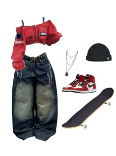 2000s Themed Outfits, Clothing Inspo Streetwear, Cute Hip Hop Outfits, Outfits Based On Characters, Skateboarder Outfits, Skating Aesthetic Outfits, Baggy Summer Fits, Party Fits Baddie, Easy Y2k Outfits