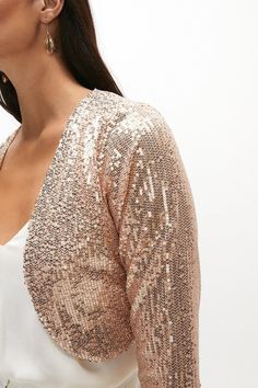 Long Sleeve Sequin Bolero - Champagne - Long Sleeve Sequin Bolero Sleeve Embellishment, Wrap Fabric, Wedding Wraps, Long Sleeve Sequin, Bolero Jacket, Midi Dress Casual, Long Coat, Stay Warm, Daily Wear