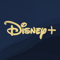 the word disney plus is written in gold on a dark blue background