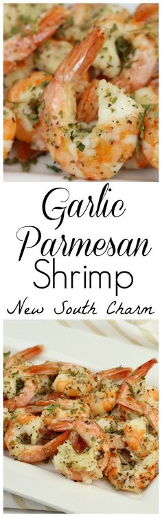 garlic parmesan shrimp is served on a white plate