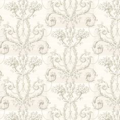 a beige wallpaper with white flowers and leaves