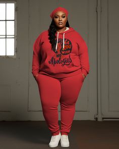 Our collection of womens plus size simple solid color printed long sleeve hoodies and sweatpants apparel is stylish, casual clothing designed for women who need plus sizes. This collection combines minimalist styles with printed elements to give you the perfect combination of comfort, style and personality.In terms of design, we adopt a simple style design and focus on comfort and ease of wearing. The long-sleeved hoodie provides you with extra warmth and adapts to different season needs. The solid color design makes the clothes more versatile and easy to match with other clothing. The addition of printing elements adds a touch of vitality and personality to the clothing, showing your unique taste and style through different printing patterns.Sweatpants are a classic choice in casual cloth Simple Winter Outfits Casual, Walking Clothes, Hoodie And Sweatpants Set, Simple Winter Outfits, Walking Outfits, Sweatpants Outfit, Plus Size Winter, Hoodie And Sweatpants, Sweatpants Set