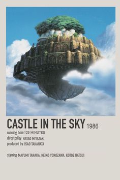 castle in the sky movie poster with an image of a small island on top of it